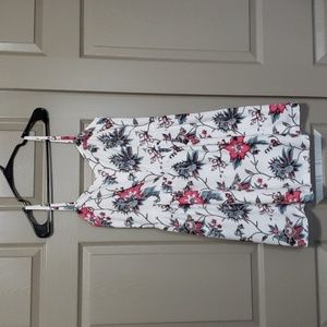 Loft boho floral lined linen blend dress size 6